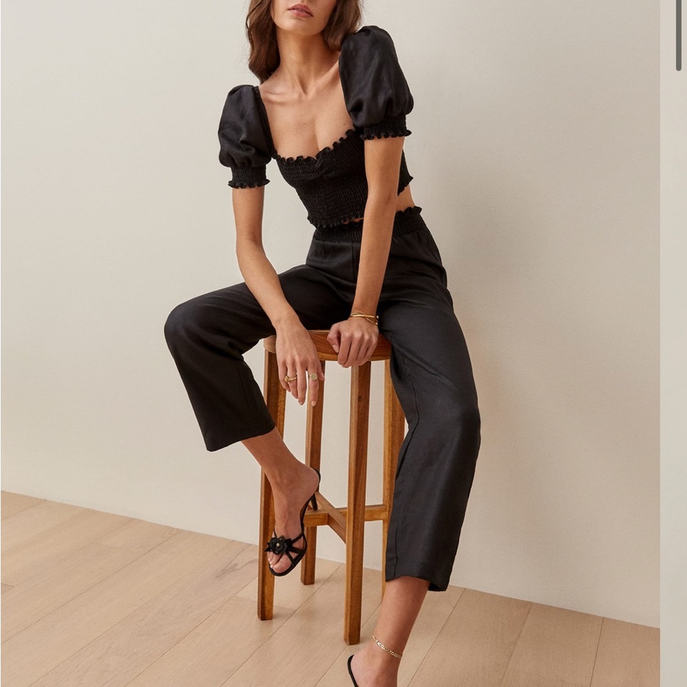 Reformation Mora Black Linen Set